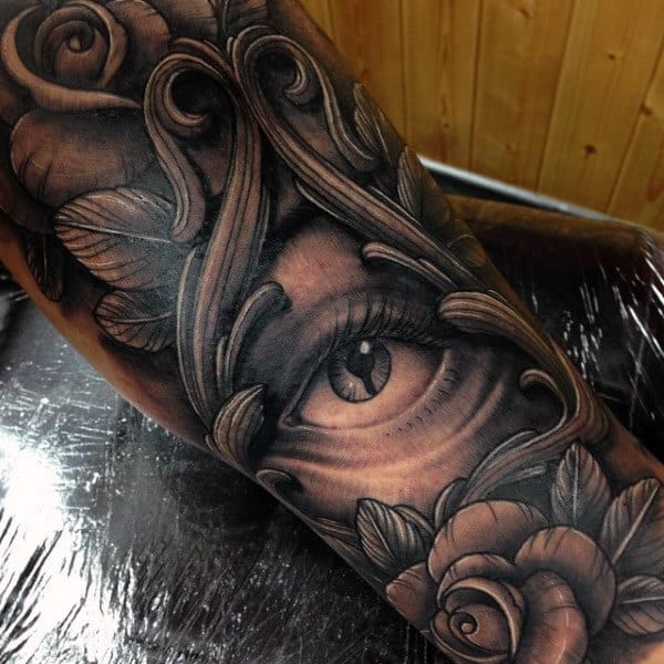 Mens Forearms Ancient Illuminati Tattoo