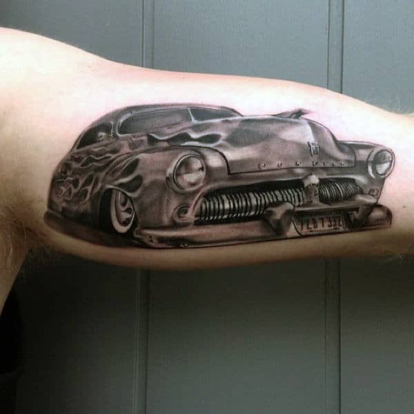 Mens Forearms Antique Hot Rod Tattoo
