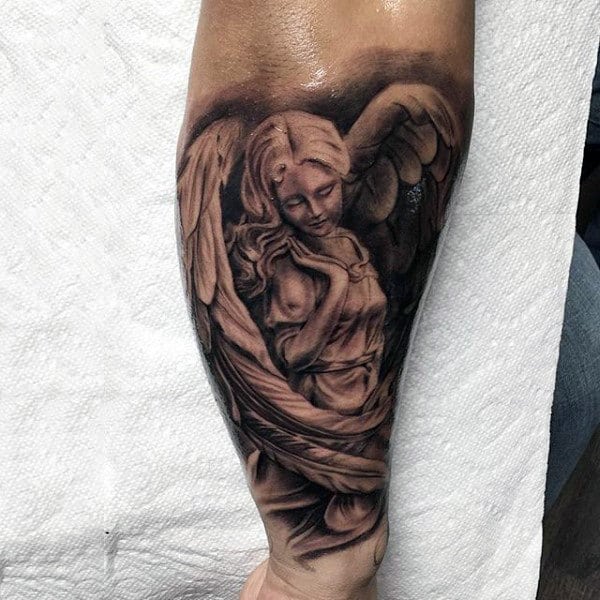 Mens Forearms Beautiful Guardian Angel Tattoo