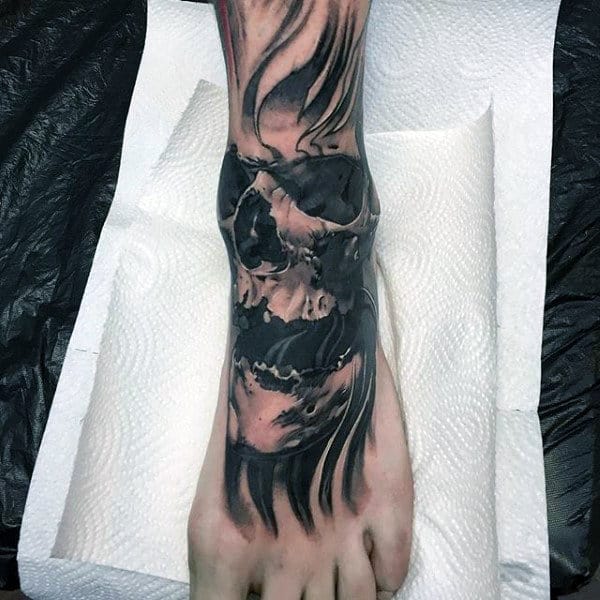 Mens Forearms Black And Grey Unique Skill Tattoo