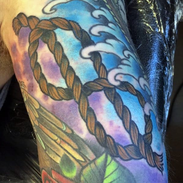 Mens Forearms Brown Rope Infinity Symbol Tatto