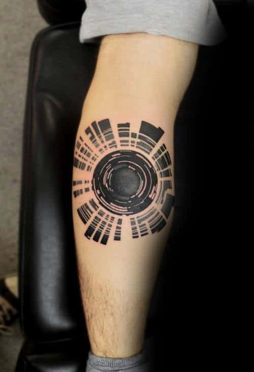 Mens Forearms Camera Lens Tattoo