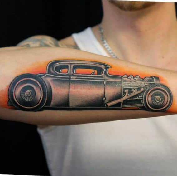 Mens Forearms Classy Hot Rod Tattoo