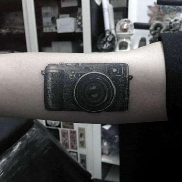 Mens Forearms Conventional Camera Tattoo