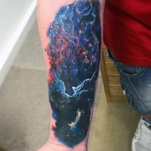Mens Forearms Dark Astronomy Tattoo