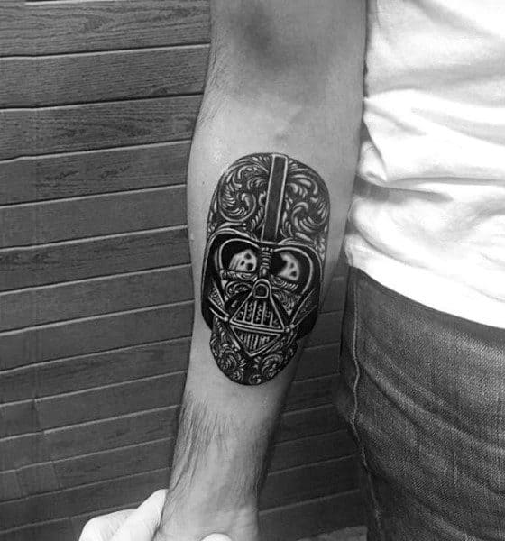 Mens Forearms Darth Vader Skull Tattoo