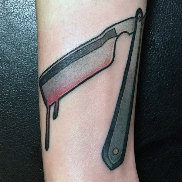 Mens Forearms Gorgeous Straight Razor Tattoo