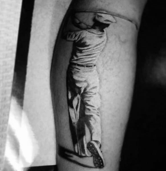Mens Forearms Graphic Golfer Tattoo