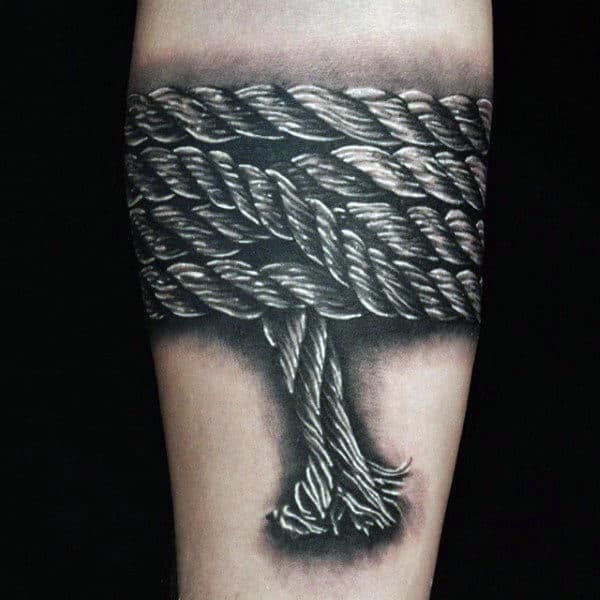 Mens Forearms Grey Loop Made By Rope Tattoo