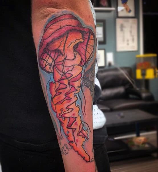Mens Forearms Impressive Jellyfish Tatoo