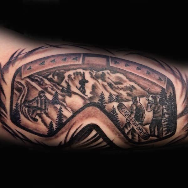 Mens Forearms Live The Dream Male Snowboard Eyewear Tattoo