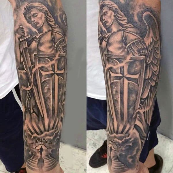 Mens Forearms Magnificient Guardian Angels Tattoo