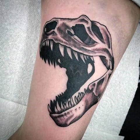 Mens Forearms Open Mouthed Dinosaur Tattoo Designs