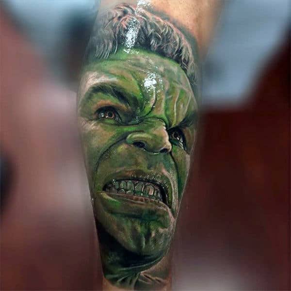 Mens Forearms Realistic Hulk Tattoo