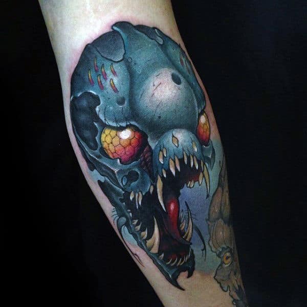 Mens Forearms Scary Alien New School Tatoo