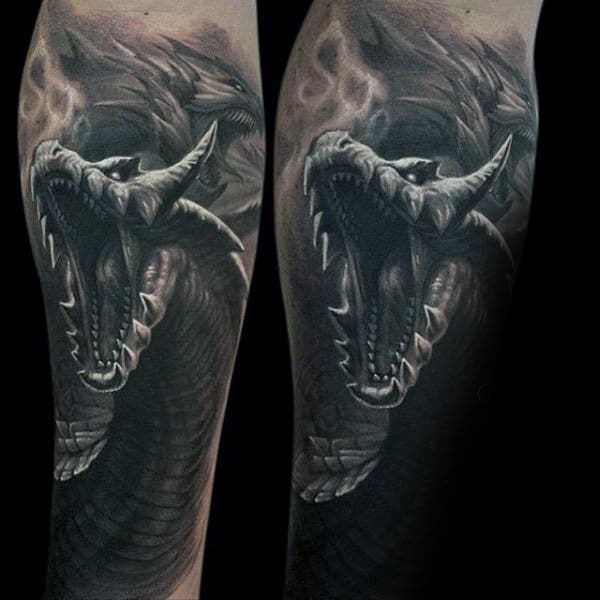 Mens Forearms Screaming Dinsouar Manly Tattoo