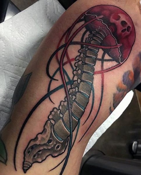 Mens Forearms Skeletal Jellyfish Tattoo