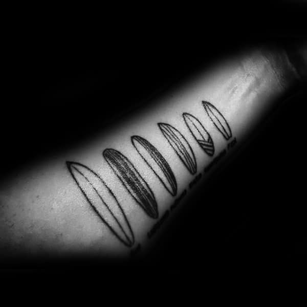 Mens Forearms Surf Board Tattoo