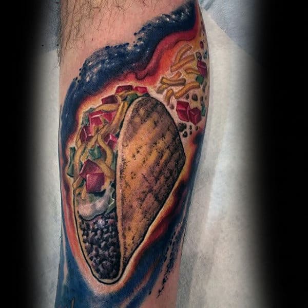 Mens Forearms Taco Food Tattoo