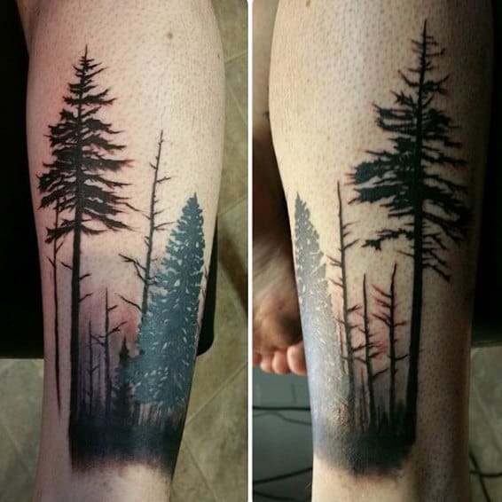 Mens Forest Forearm Tree Tattoo Designs