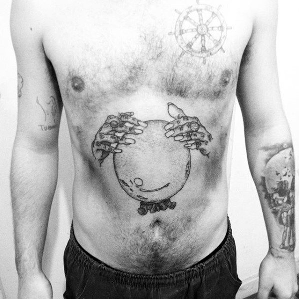 Mens Fortune Teller Hands Crystal Ball Tattoo Ideas On Lower Chest