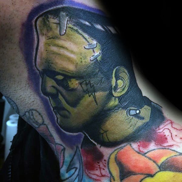 Mens Frankenstein Neck Tattoo Ideas
