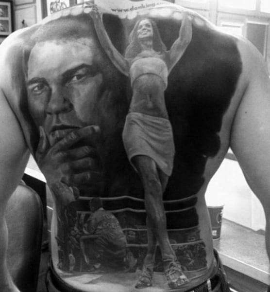 Mens Full Back 3d Muhammad Ali Tattoo Ideas