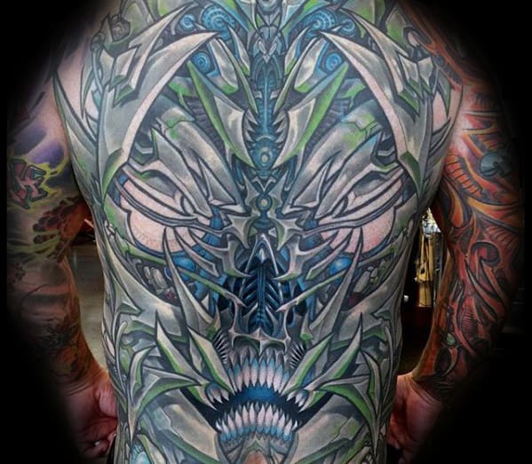 Mens Full Back 3d Transformers Tattoo Designs