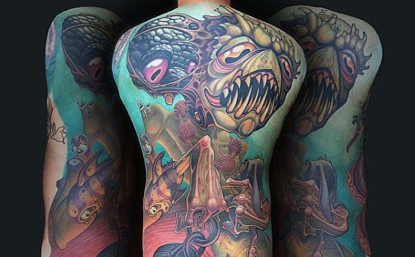 Mens Full Back Amazeballs New School Tattoo