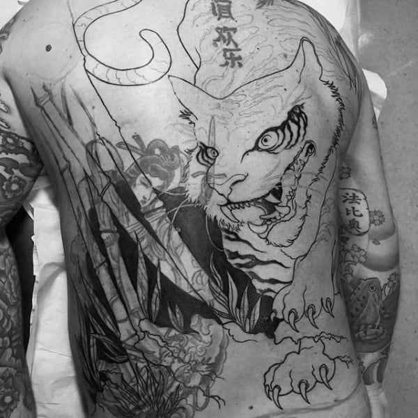 Mens Full Back Bamboo Tattoo Design Ideas