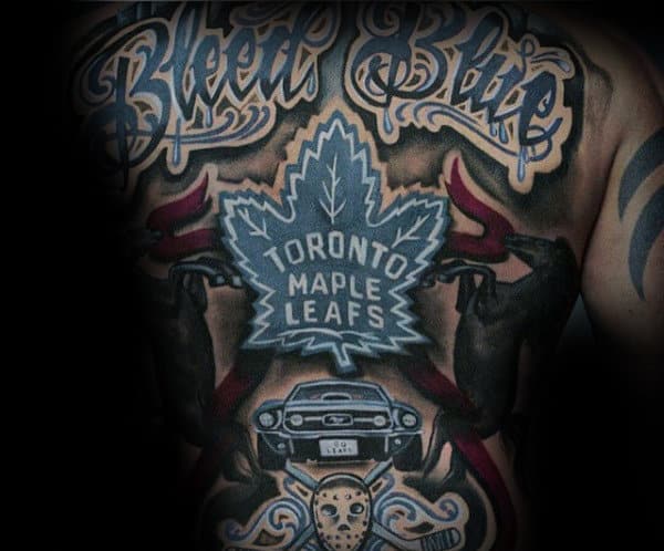Mens Full Back Hockey Themed Toronto Maple Leafs Tattoo Design