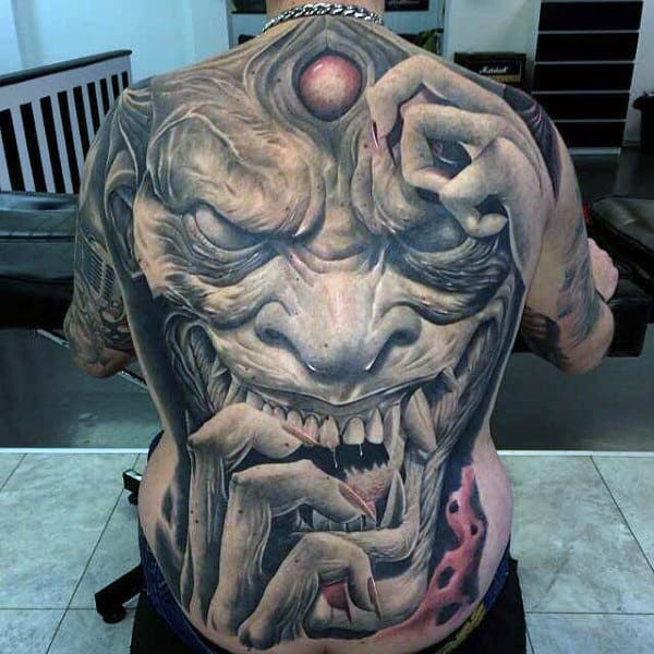 Mens Full Back Horrendous Ogre Tattoo