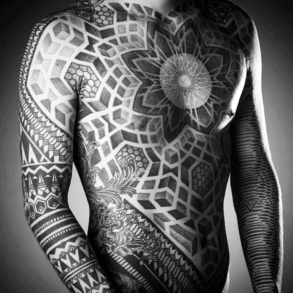 Mens Full Body Pointillism Tattoos