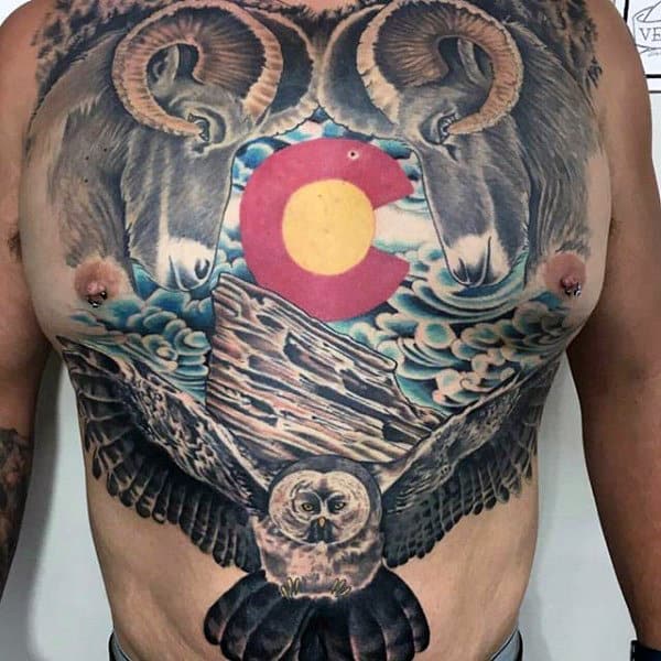 Mens Full Chest Colorado Rams Tattoo Design