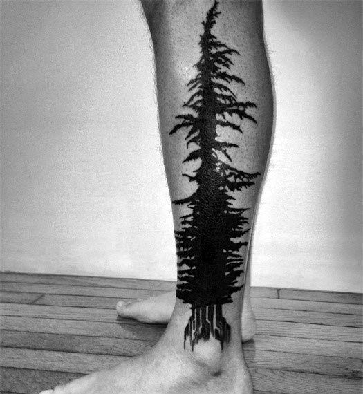 Men's Full Leg Pine Tree Design Ideas