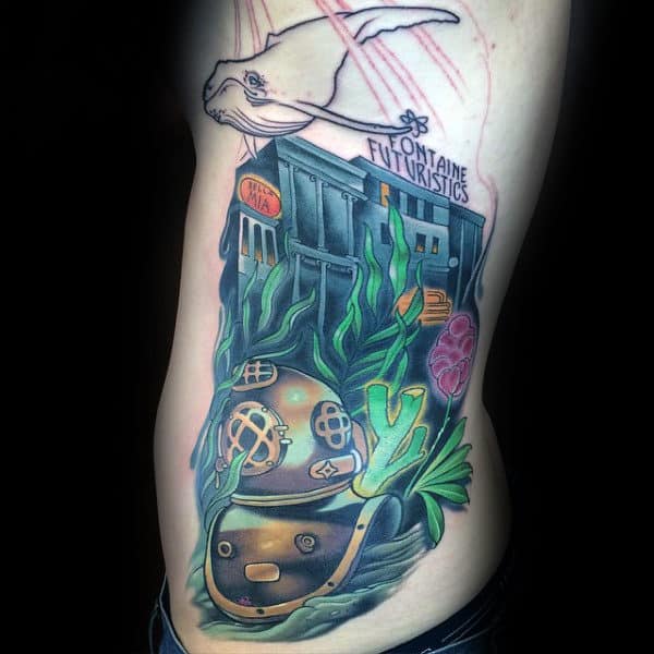 Mens Full Rib Cage Side Bioshock Tattoo