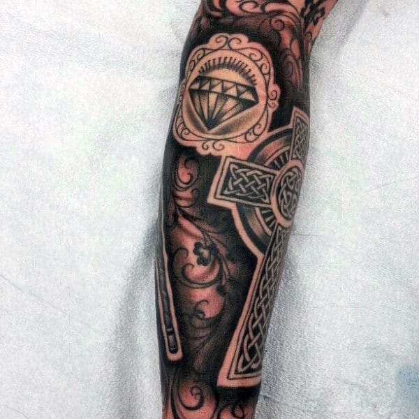 Mens Full Sleeve Celtic Cross Tattoo