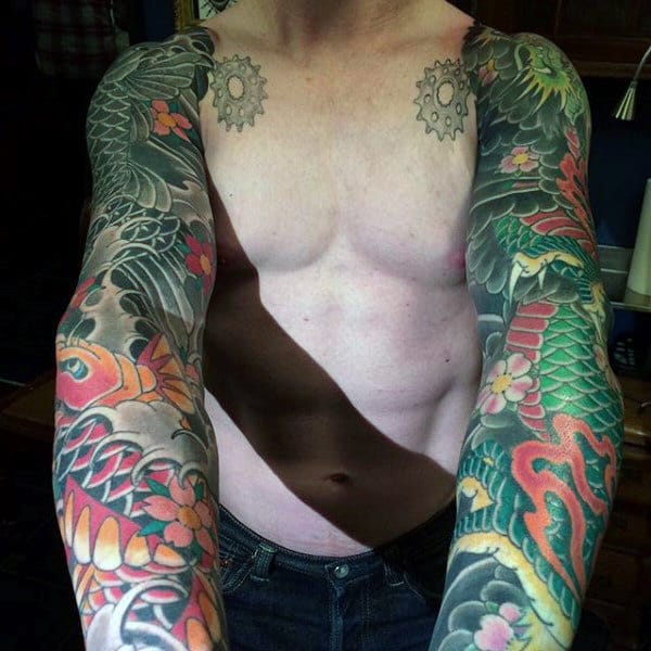 Mens Full Sleeve Flamboyant Dragon Tattoo