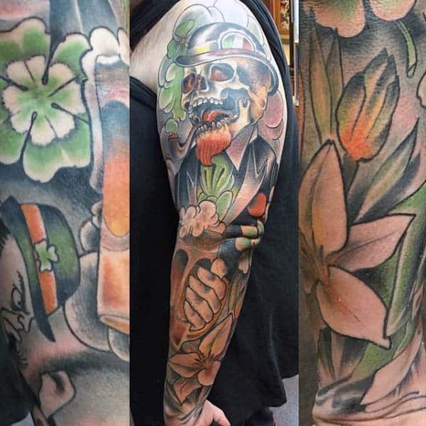 Mens Full Sleeve Irish Themed Tattoo Designs
