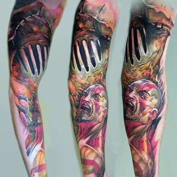 Mens Full Sleeve Kratos God Of War Tattoo Designs