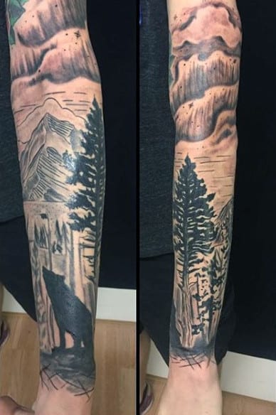 Men's Full Sleeve Pine Tree Tattoos