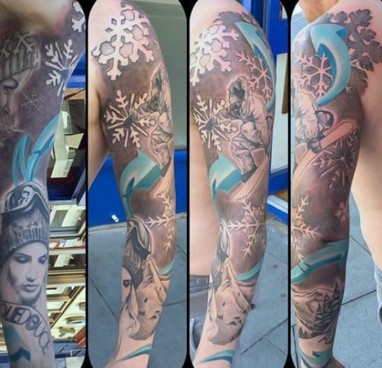 Mens Full Sleeve Sensational Snowboard Tattoo