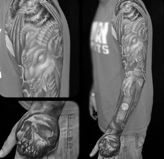Mens Full Sleeve Skull Tattoo Designs