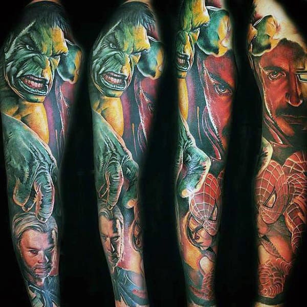 Mens Full Sleeve Spiderman Tattoo