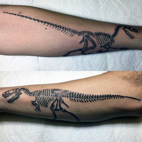Mens Full Sleeves Black Dinosaur Outline Tattoo Ideas