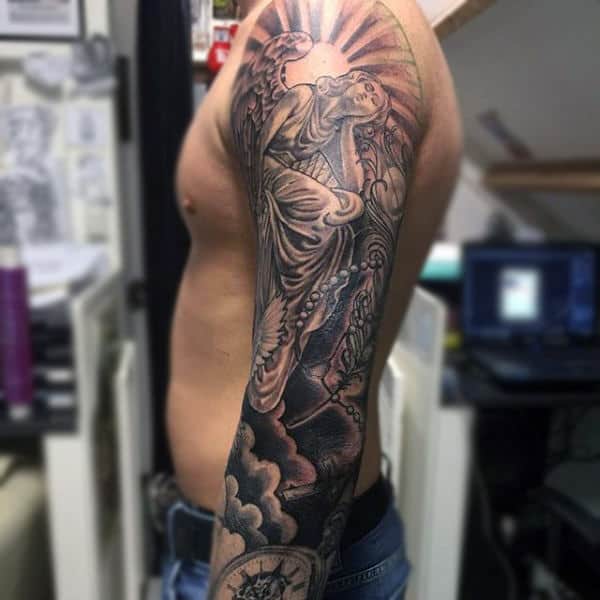 Mens Full Sleeves Fantastic Guardian Angel Tattoo