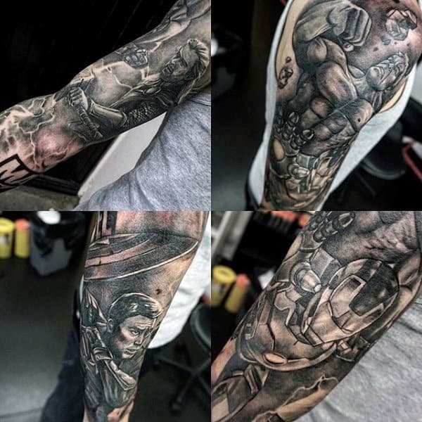 Mens Full Sleeves Grey Hulk Tattoo