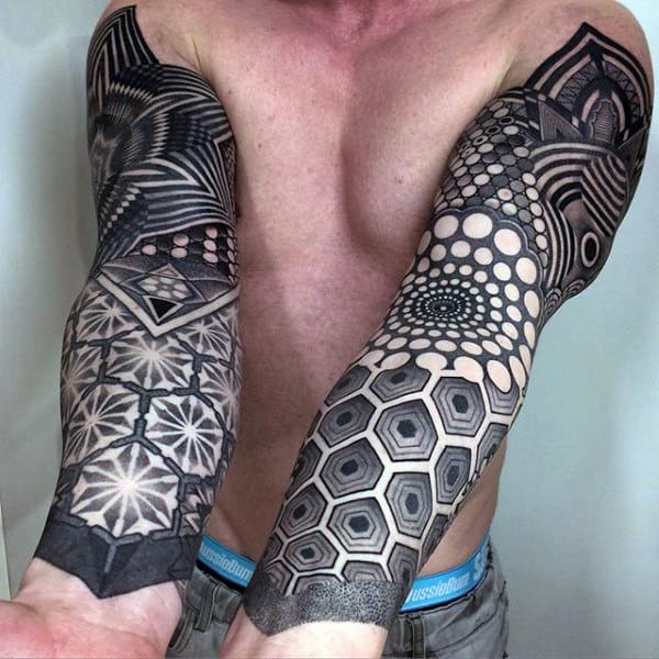 Mens Full Sleeves Outstanding Dark Dotwork Tattoos