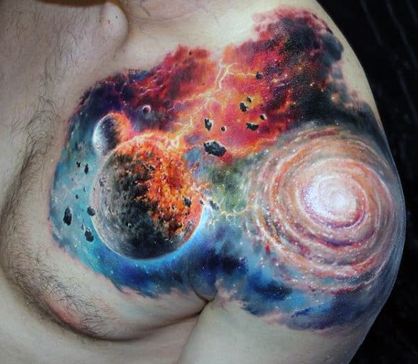 Men's Galaxy Comet Tattoos