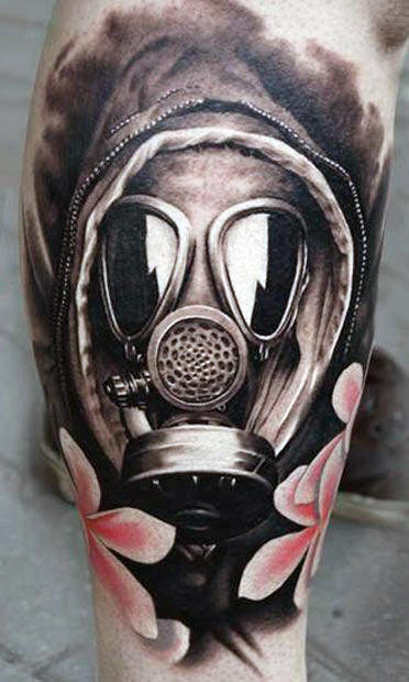 Mens Gas Mask Tattoo